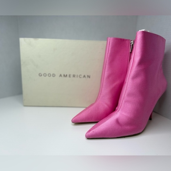 Good American Emma High Booties in Pink Size 10M Barbiecore Stiletto Preppy NIB - Picture 2 of 16